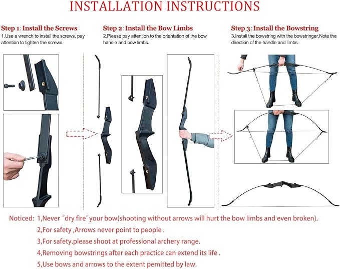 Archery Takedown Recurve Bow and Arrow Set Left/Rght Hand Longbow Kit Beginner Outdoor Hunting Shooting Practice 20lb 30lb 40lb