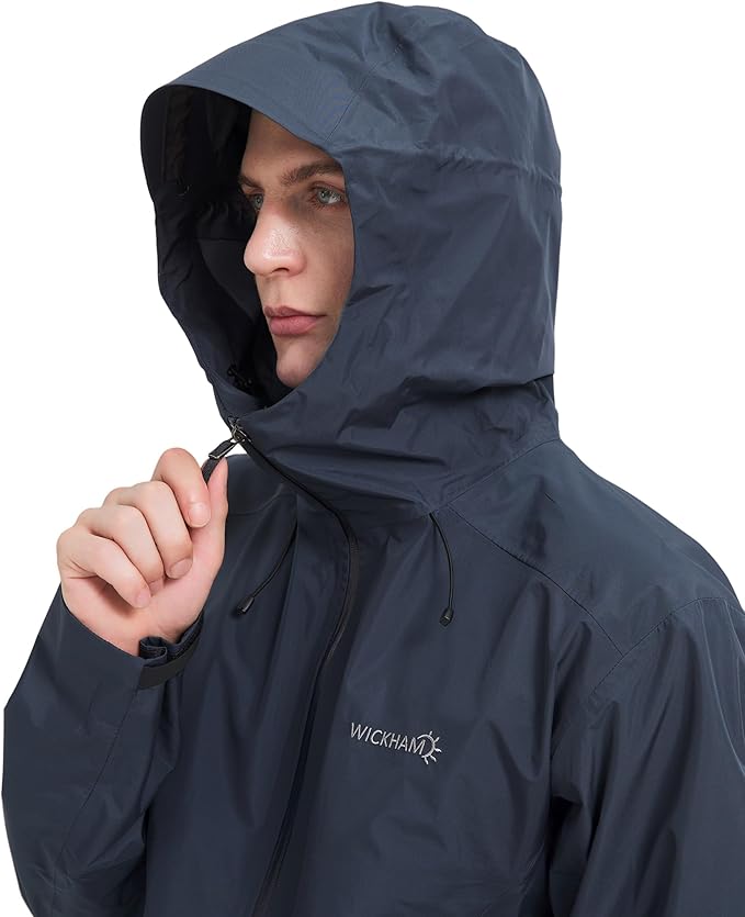 WICKHAM Men's High-performance Rain Jacket Outdoor Waterproof Windproof Coat fully Sealed Seams Shell for Expedition,Golf