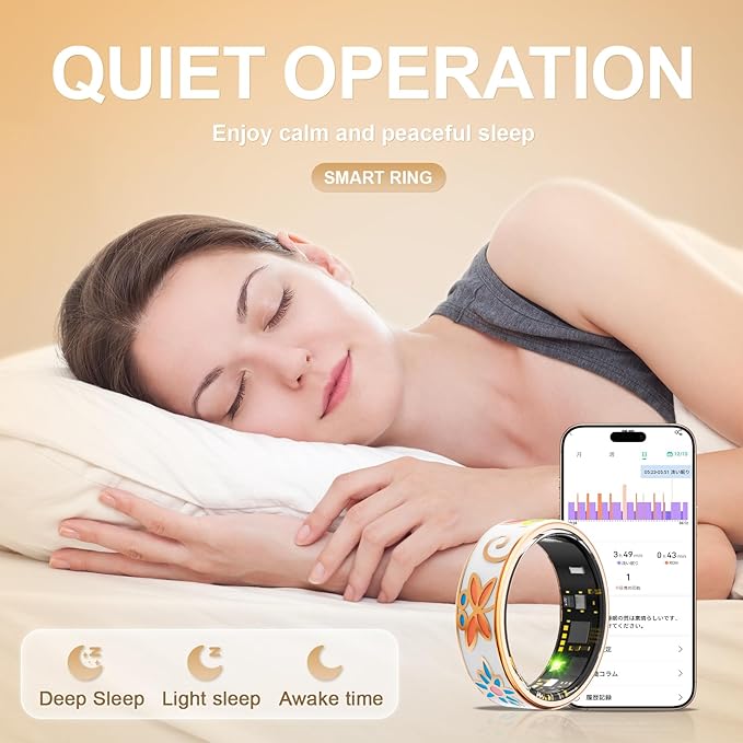 Smart Ring Health Tracker, for men and women, equipped with heart rate monitor, sleep tracker, 8 exercise modes, step counter, 5-7 days battery life, no subscription fee, IP68 waterproof R18 (8)