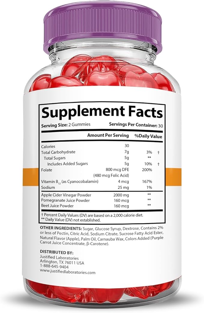 Justified Laboratories (2 Pack Rapid Ripped Keto ACV Gummies Extreme 2000MG Rapidripped Keto Gummies Apple Cider Vinegar Formulated with Pomegranate Beet Juice Powder B12 Vegan Non GMO 120 Gummys