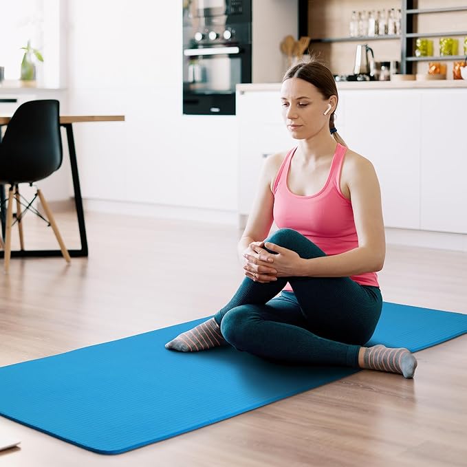 Yoga Mat, 1/2-Inch Extra Thick High Density Exercise Mat, Anti-Tear Exercise Yoga Mat with Carrying Strap, Suitable for Various Yoga Exercises