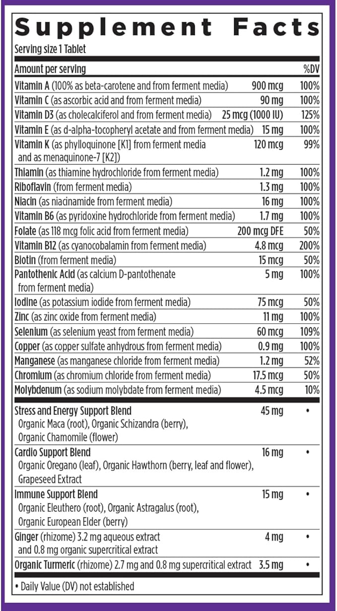 New Chapter Men's Multivitamin for Immune, Stress, Heart + Energy Support with Fermented Nutrients - Every Man's One Daily, Made with Organic Vegetables & Herbs, Non-GMO, Gluten Free - 72 ct