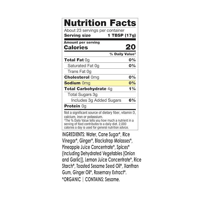 Mr. Spice Salt Free Award-Winning Taste Ginger Stir Fry Sauce | Low Sodium Sauce | Organic | No Salt | Gluten Free | Low Calorie | 13.5 Ounce (Pack of 1)