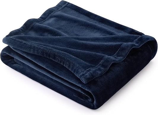 Bedsure Navy Blue Throw Blanket for Couch - 300GSM Soft Cozy Fleece Blankets for Home Decor Gifts, 50x60 Inches