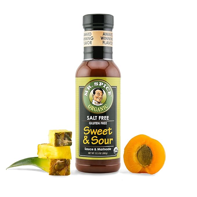 Mr. Spice Salt Free Award-Winning Taste Sweet and Sour Sauce | Low Sodium | Organic | No Salt | Gluten Free | Low Calorie Sweet & Sour Sauce | 13.5 Ounce (1 Pack)