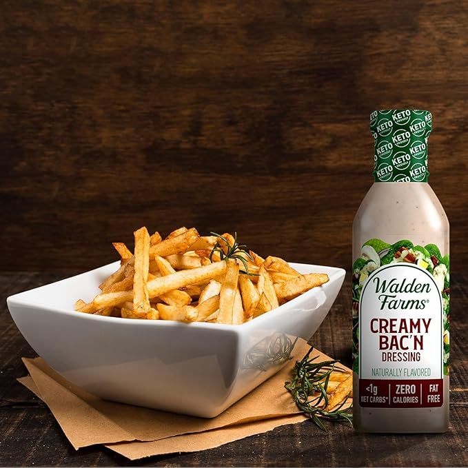 Walden Farms Creamy Bac’n Dressing – Low Carb, Calorie-Free, Gluten-Free, Keto-Friendly, Sugar-Free, Fat-Free, Dairy-Free Smoky Bacon Flavor – 12 oz Bottle