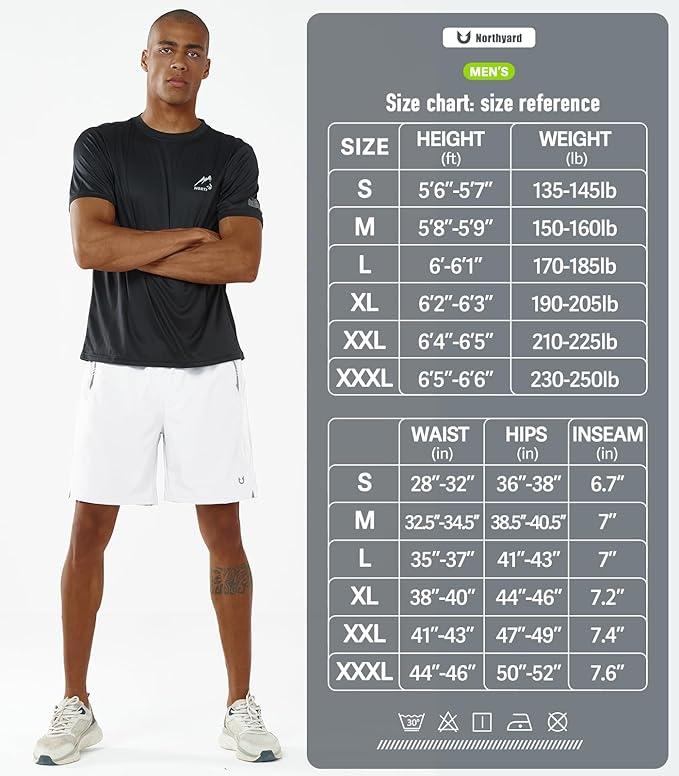 NORTHYARD Men's Running Athletic Shorts 5"/ 7"/ 9" Workout Gym Short Tennis Quick Dry Active Sport Hiking Basketball