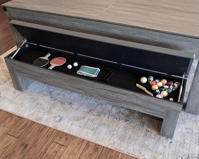 Rocky Mountain Nights 7ft Pool Table with Benches and Dining Top