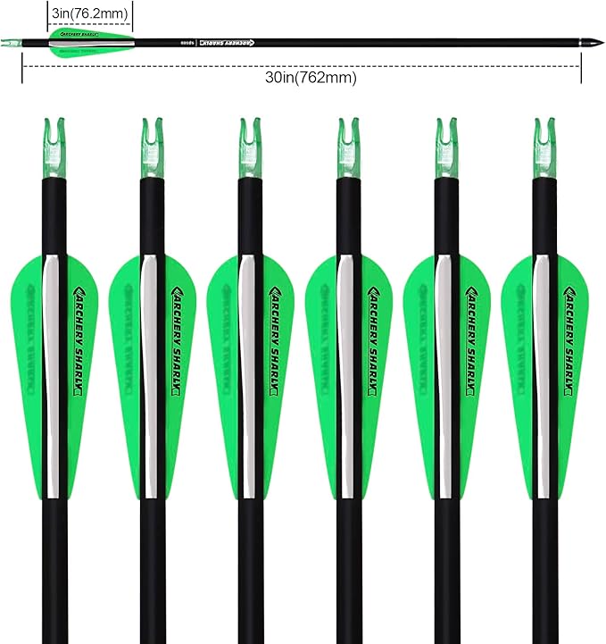 30Inch Carbon Hunting Arrow Targeting Practice Arrows with Removable Tips and Adjustable Nocks for Compound & Recurve Bow (Pack of 12)