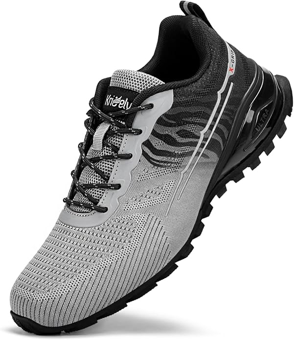 Kricely Men's Trail Running Shoes Fashion Walking Hiking Sneakers for Men Tennis Cross Training Shoe Outdoor Snearker Mens Casual Workout Footwear