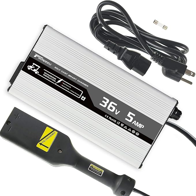 36V 5A Smart Golf Cart Battery Charger for Lead-Acid Batteries with EZGO-TXT Plug - 4-Stage Charging Technology, Fast & Safe Charging
