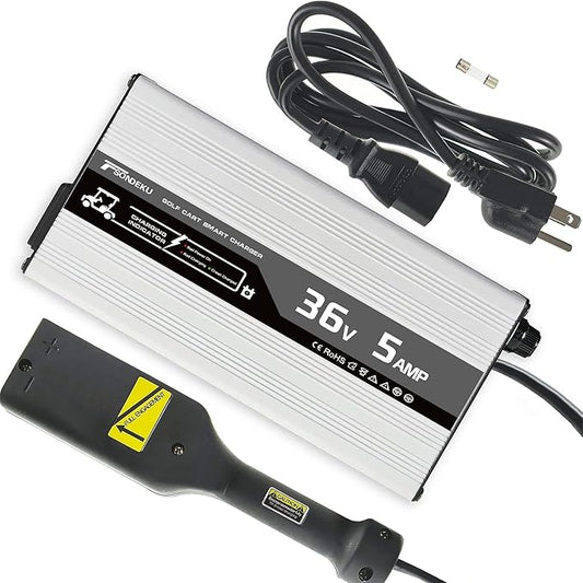 36V 5A Smart Golf Cart Battery Charger for Lead-Acid Batteries with EZGO-TXT Plug - 4-Stage Charging Technology, Fast & Safe Charging