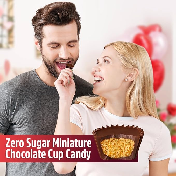 Zero Sugar Miniatures Dark Chocolate, 2 Pound Reese'sZero Sugar Peanut Butter Cups Delights, Indulgent Dark Chocolate Peanut Butter Cups For Enjoyment, Perfect For Snacking, Parties, and Gifts