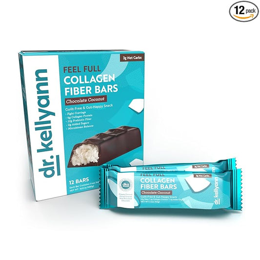 Dr. Kellyann Keto Collagen Fiber Bar (12 Bars) – High Fiber, Low Carb, Gluten-Free, Keto & Paleo-Friendly, 1 Box