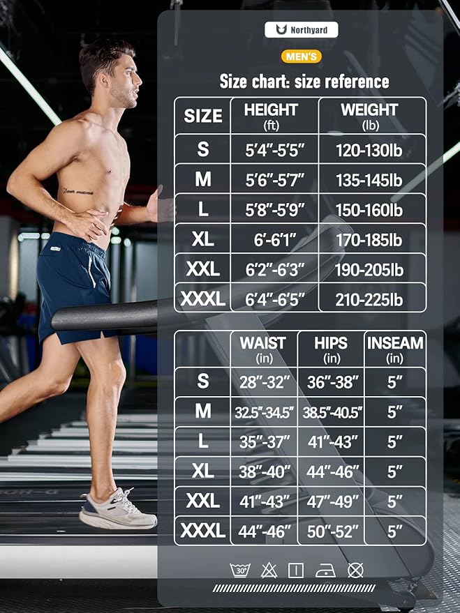NORTHYARD Men's Running Athletic Shorts 5"/ 7"/ 9" Workout Gym Short Tennis Quick Dry Active Sport Hiking Basketball