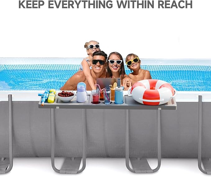 Above Ground Pool Bar Table, 2 in1 Poolside Drink Holder with 5 Cup Holders, Must Have Swimming Pool Accessories for Adults, Portable Swim Up Bar, 47×11in