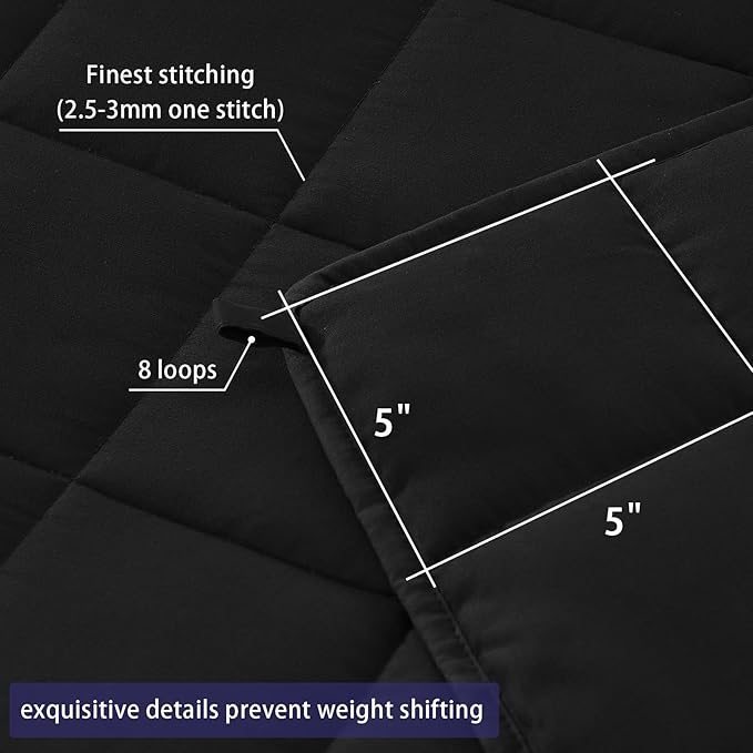yescool Weighted Blanket for Adults (10 lbs, 48" x 72", Black) Cooling Heavy Blanket for Sleeping Perfect for 90-110 lbs, Twin Size Breathable Blanket with Premium Glass Bead, Machine Washable