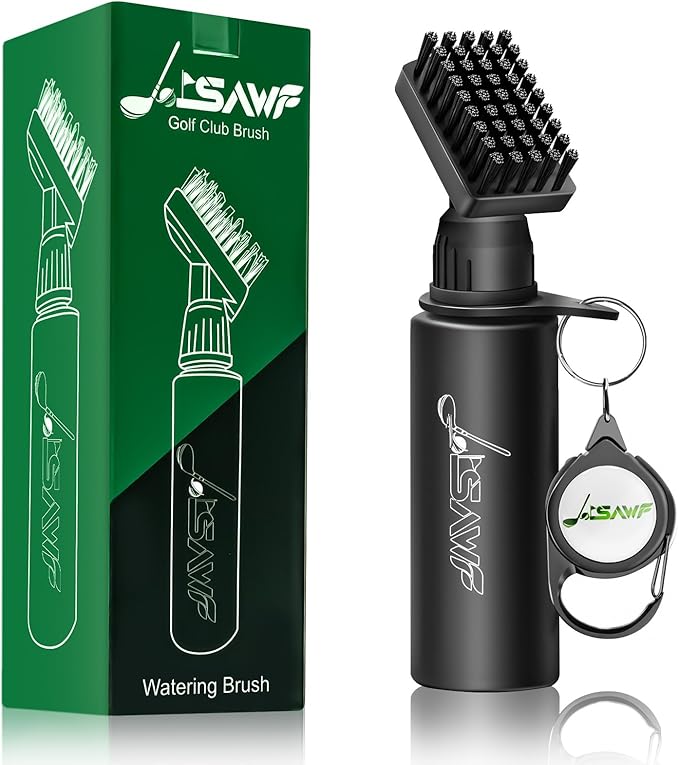 JOISAWF Golf Club Cleaner Brush with Water - 7.5” Pro Golf Groove Cleaner, Leak-Proof Design, 4 Oz Water Bottle & Retainer Clip - Essential Golf Accessories for Men & Women
