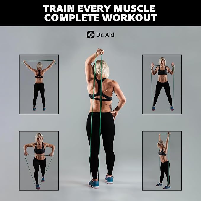 Dr. Aid Pull Up Resistance Bands Set – Elastic, Smell-Free Premium Latex Exercise Bands for Men & Women, Tear-Resistant Workout Bands for Full-Body Strength Training, Physical Therapy, Yoga, Pilates