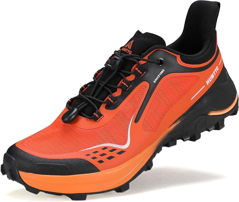 HUMTTO Men's Quick Laces Hiking Sneaker Lightweight Breathable Walking Outdoors Trail Running Shoes