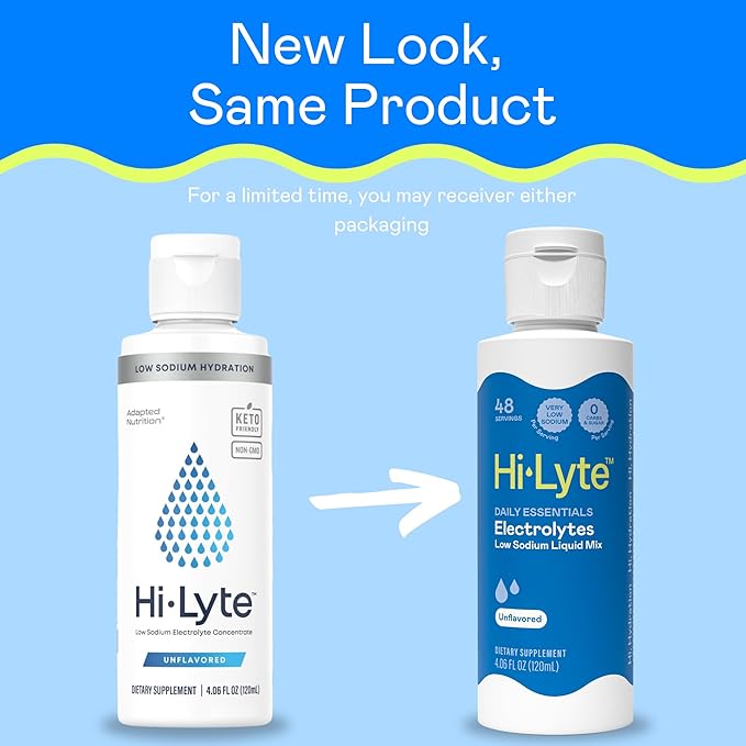 Hi-Lyte Low Sodium Electrolyte Supplement for Immune Support, Fasting and Rapid Hydration | 48 Servings | Magnesium, Potassium, Zinc | Unflavored Mineral Taste Drops