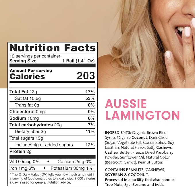 Health Lab - Lamington Raspberry Jam Filled Balls 480g (12 x 40g)