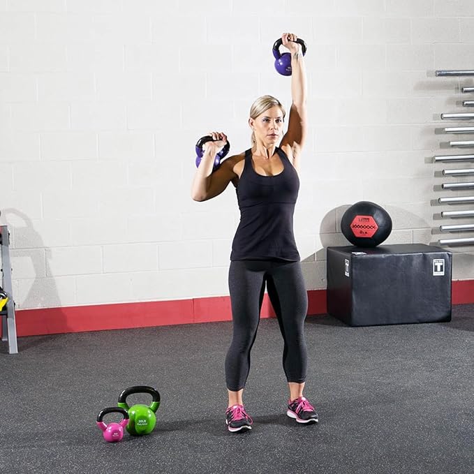 Body-Solid Vinyl Coated Kettlebells with Kettle Grip Handles, Perfect Kettlebells for Weight Training and Core Workout Exercise Equipments