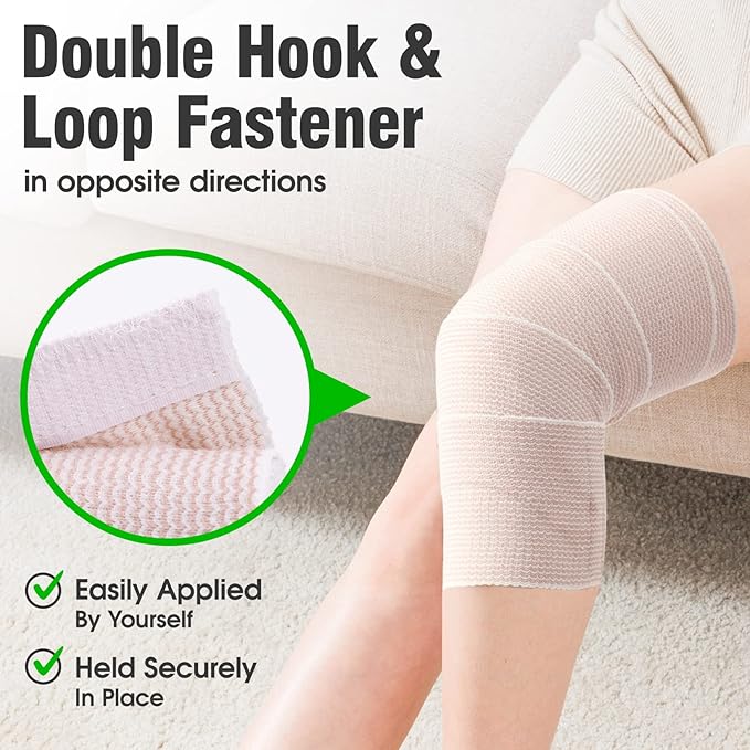 4 Pack Elastic Bandage Wrap | 3" Medical Bandage Wrap with Hook-and-Loop Fasteners on Both Ends Compression Wrap for Wounds Latex Free Stretch Bandage for Foot Arm Hand Ankle Injury