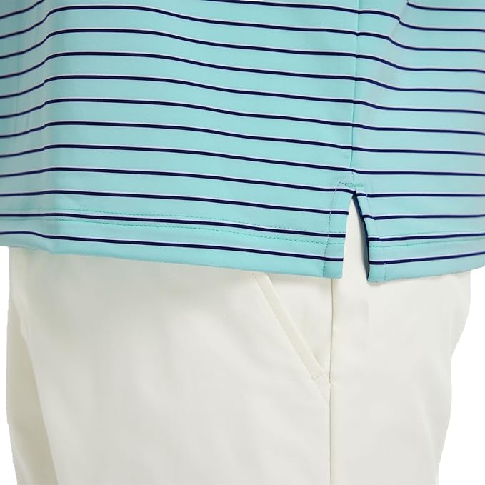 M MAELREG Golf Shirts for Men Moisture Wicking Striped Polo Performance Dry Fit Business Sports Mens Polo Shirts Short Sleeve