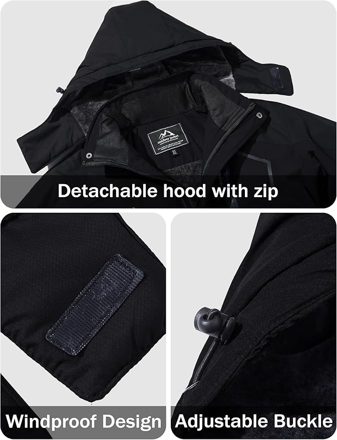MAGCOMSEN Men's Winter Coats Water Resistant Ski Snow Jacket Warm Fleece Jacket Parka Raincoats With Multi-Pockets
