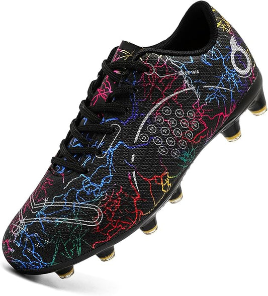Boys' Soccer Shoes Kids Firm Ground Soccer Cleats Girls Athletic Sneakers Outdoor Turf Football Shoes for Little/Big Kid