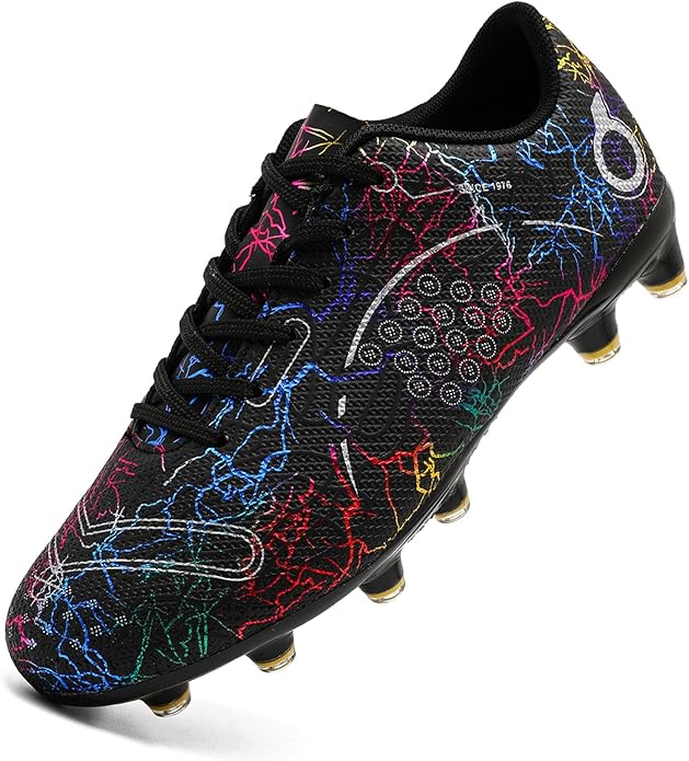 Boys' Soccer Shoes Kids Firm Ground Soccer Cleats Girls Athletic Sneakers Outdoor Turf Football Shoes for Little/Big Kid