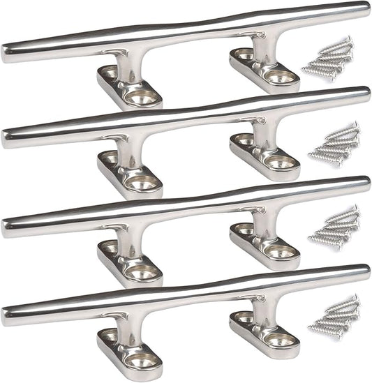 Boat Cleats 4 inch/5 inch/6 inch/8 inch Marine Dock Cleats Stainless Steel Boat Rope Cleat with Fasteners for Marine, Deck, Nautical Décor