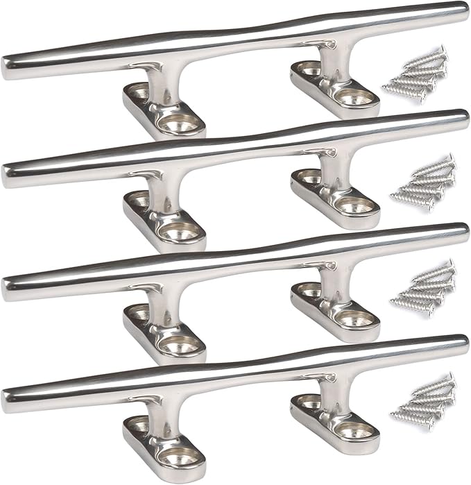 Boat Cleats 4 inch/5 inch/6 inch/8 inch Marine Dock Cleats Stainless Steel Boat Rope Cleat with Fasteners for Marine, Deck, Nautical Décor