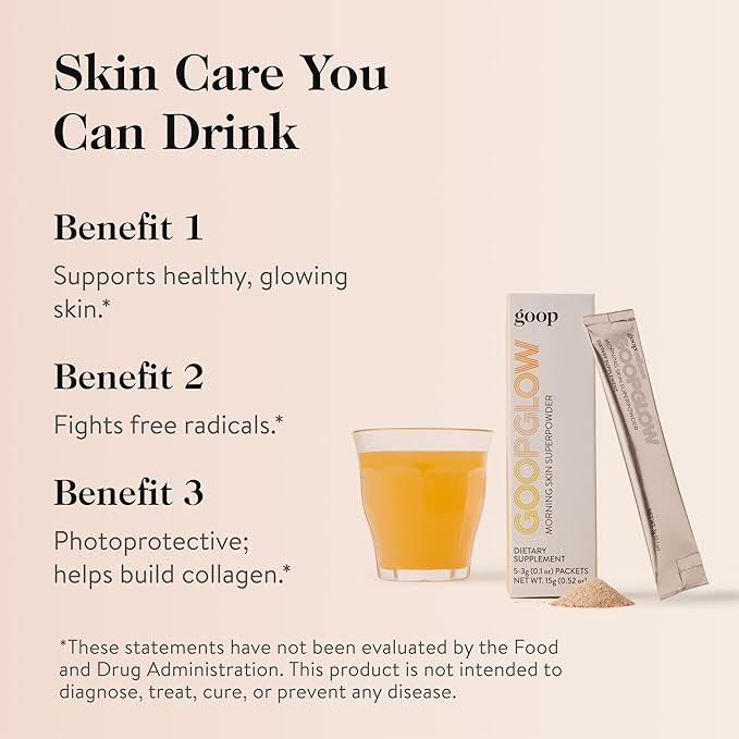 goop Beauty Morning Skin Drink Mix | Beverage Powder to Protect Against Signs of Aging | Vitamin C & E | Lemon Verbena & Orange Flavor | Non-GMO, Gluten-Free, & Vegan | 30 Pack