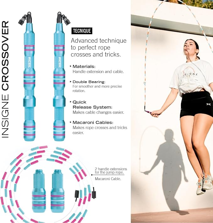 Picsil Insigne Jump Rope, Versatile Speed Rope in 3 Modalities, Fast, Weighted or Crossover Jump Rope, Adaptable to Any Type of Training From Speed to Strength Work