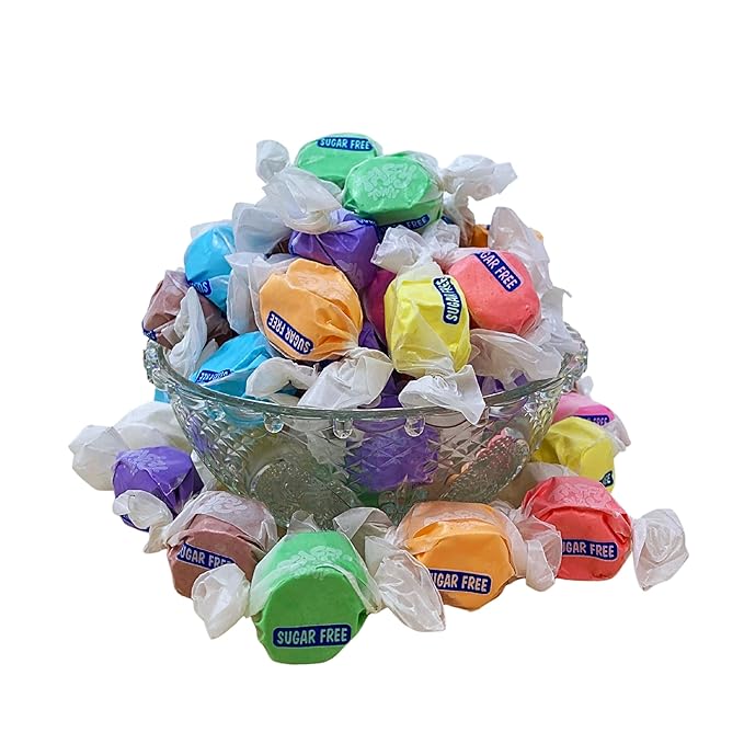 Sugar Free Taffy Town Assortment - 10 Flavors, 1lbs (16oz) Bulk Bag - Individually Wrapped, Gluten & Nut Free, Diabetic & Keto Friendly Gourmet Candy For Taffy Lovers