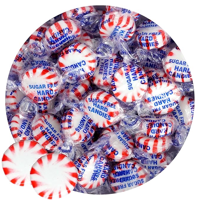 Arcor Sugar Free Peppermint Starlight Mints, 1 Pound Bulk Bag (Approx 70 Pieces), Individually Wrapped Hard Candy, The Hampton Popcorn & Candy Company