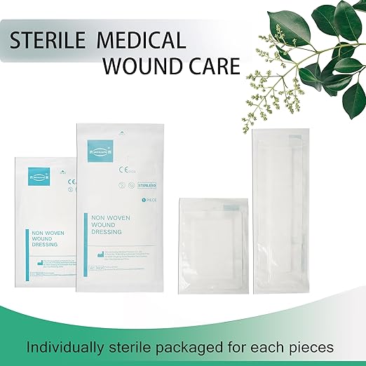 4X6 Inches Sterile Adhesive Island Wound Dressing Bandages - Extra Large Non Woven Cover with Bordered Gauze Pads, 25 Individually Pack, High Absorbent, Medical Grade by QICHUANG(4X6 INCHES - C25)