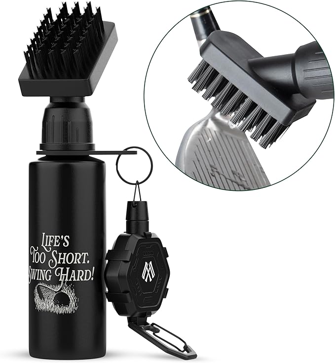 Premium Golf Club Cleaner with Anti-Sag Reel and Integrated Water Bottle - Golf Accessories for Men and Women - Essential Golf Club Brush for Golfer