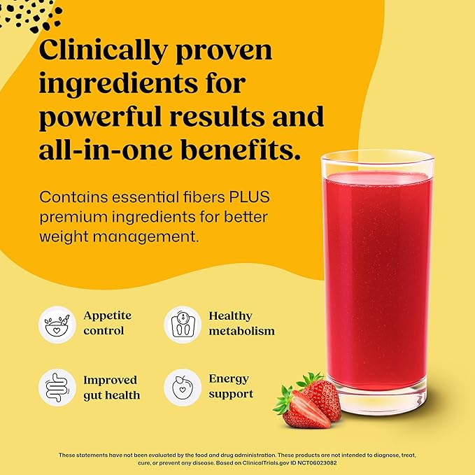 ColonBroom Premium Weight Management Supplement (Strawberry) - Colon Broom Psyllium Husk Fiber Powder Drink - Gluten Free, Non-GMO Colon Cleanse for Bloating Relief & Gut Health, 100 Servings