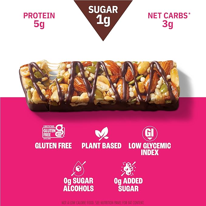 Munk Pack Nut & Seed Snack Bars - 5g Protein, 1g Sugar, 3g Net Carbs, Low Sugar, Keto, and Gluten Free Snack for Adults and Kids, Sea Salt Dark Chocolate – 4.92 oz, 24 Pack