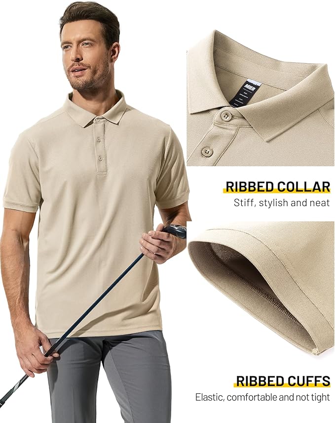 MIER Polo Shirts for Men Short Sleeve Quick Dry Polyester Collared Shirts Casual Golf Shirts, Moisture-Wicking