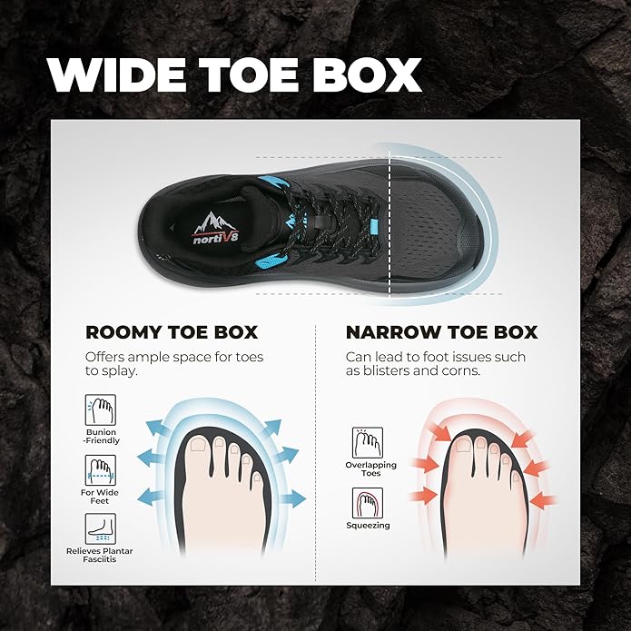 NORTIV 8 Men's Wide Toe Box Trail Running Shoes Cushion Walking Barefoot Tennis Workout Gym Cross Training Shoe Fashion Sneakers for Plantar Fasciitis Bunion