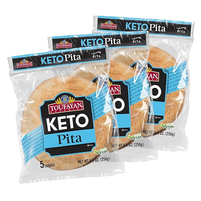 Toufayan KETO Pita Bread | Keto Diet Friendly, No Sugar (3 Pack, 15 Pitas Total)