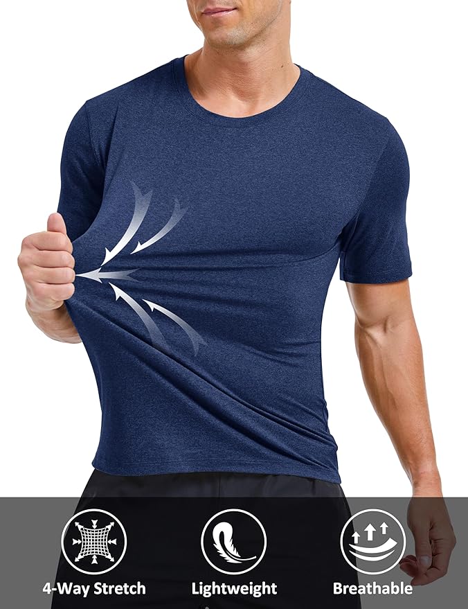 MAGCOMSEN Men's Dry Fit Workout Shirts Short Sleeve Tee Shirts Moisture Wicking Athletic Running Performence Tshirts