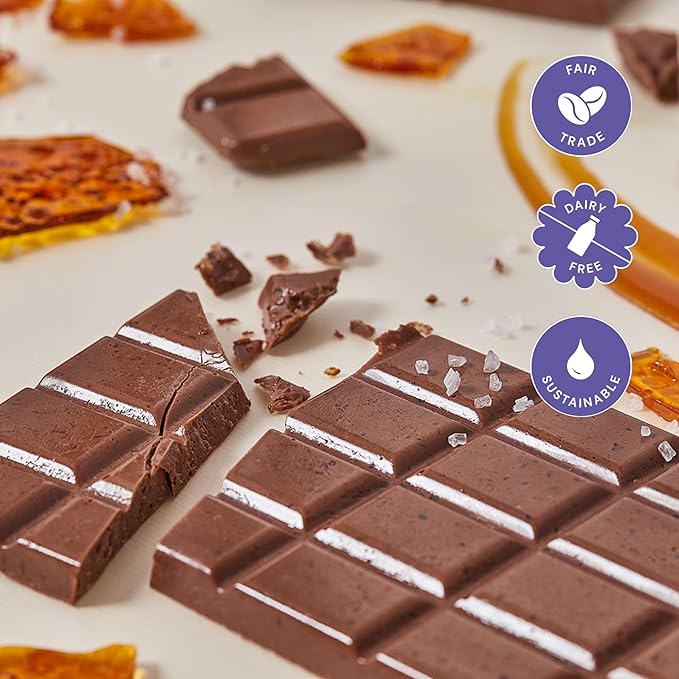 7th Heaven, Vegan Caramel and Sea Salt Oat Milk Chocolate Bars (3.5oz Full Size Candy Bars - 4 Packs) - Perfect for Easter Candy, Plant Based Dairy Free Chocolate with Peanut Butter Filling, Fair Trade Cocoa & Coconut Oil, Kosher Parve