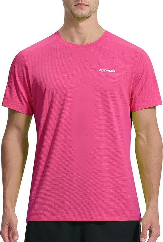 EZRUN Men's Lightweight Short Sleeve T-Shirt Quick Dry Workout Running Athletic Swim Shirts Fishing Rash Guard