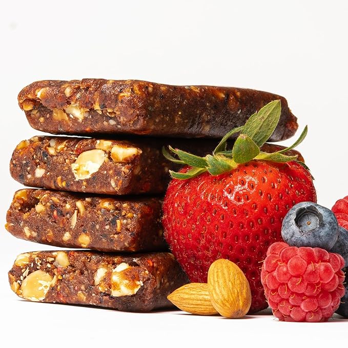 JONESBAR (Berries and Almonds, 12 Count (Pack of 1)), USDA Organic Fruit & Nut Bar, Non-GMO, Kosher, Vegan, Gluten Free, Simple Snack Bar