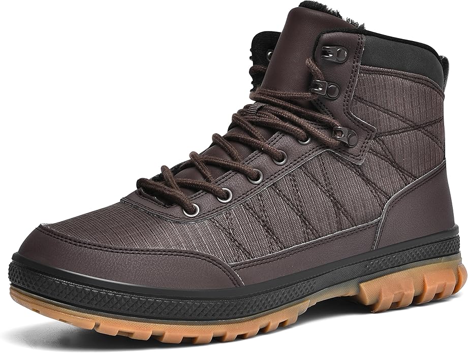 Wondamo Men's Snow Boots Lightweight Waterproof Winter Boots Fur Lined Anti-slip Cold Weather Shoes